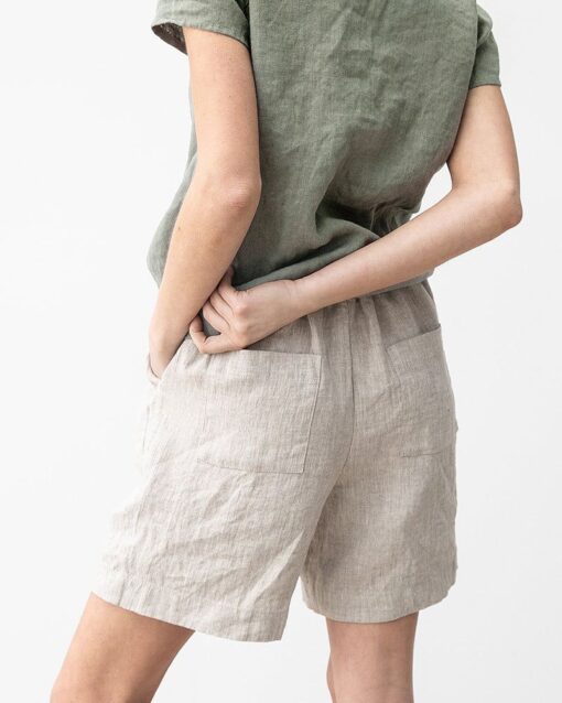 Belted Straight-leg High-waisted Cotton and Linen Casual Pants - Image 4