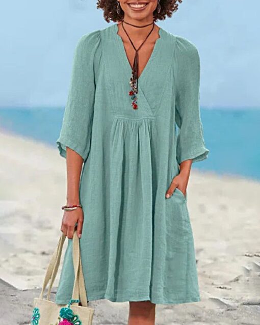 Casual Long Sleeve Dresses Fashion Comfy Shift Dresses Stylish Midi Sundress