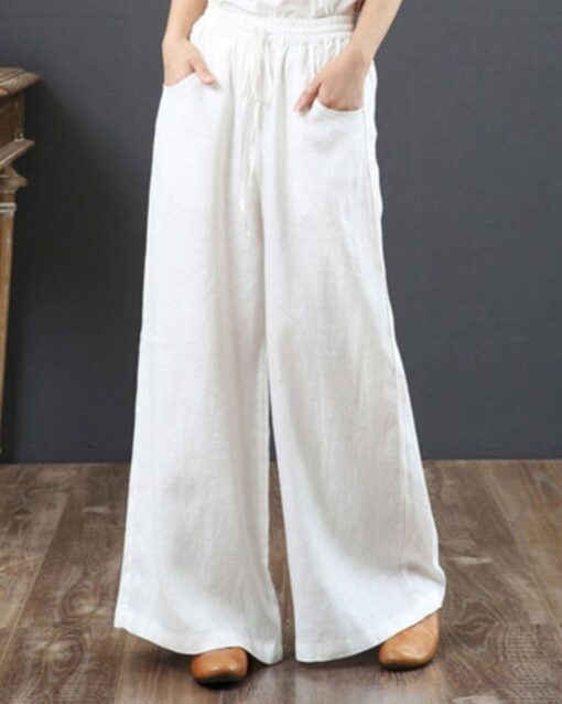 Casual Loose Women Trouser Oversize Pockets Wide Leg Pants - Image 8