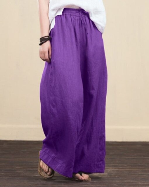 Casual Loose Women Trouser Oversize Pockets Wide Leg Pants - Image 9