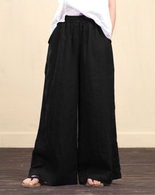 Casual Loose Women Trouser Oversize Pockets Wide Leg Pants - Image 6