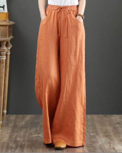 Casual Loose Women Trouser Oversize Pockets Wide Leg Pants - Image 12