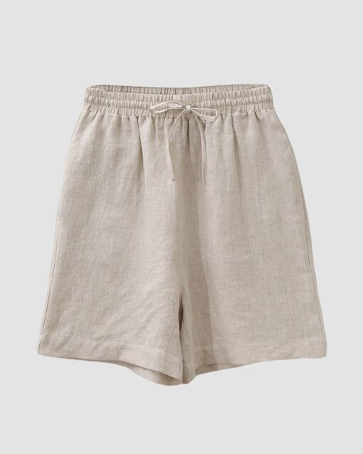 Drawstring Pockets Waist Pants Shorts Elastic Solid Pants - Image 6