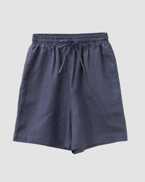 Drawstring Pockets Waist Pants Shorts Elastic Solid Pants - Image 4