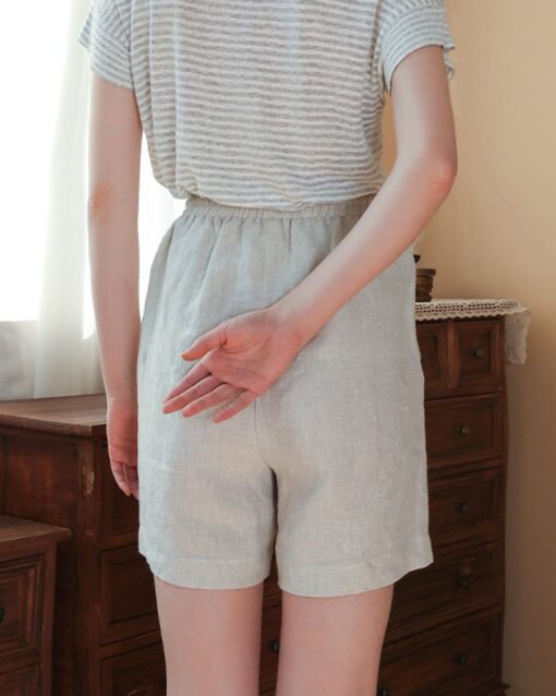 Drawstring Pockets Waist Pants Shorts Elastic Solid Pants - Image 7