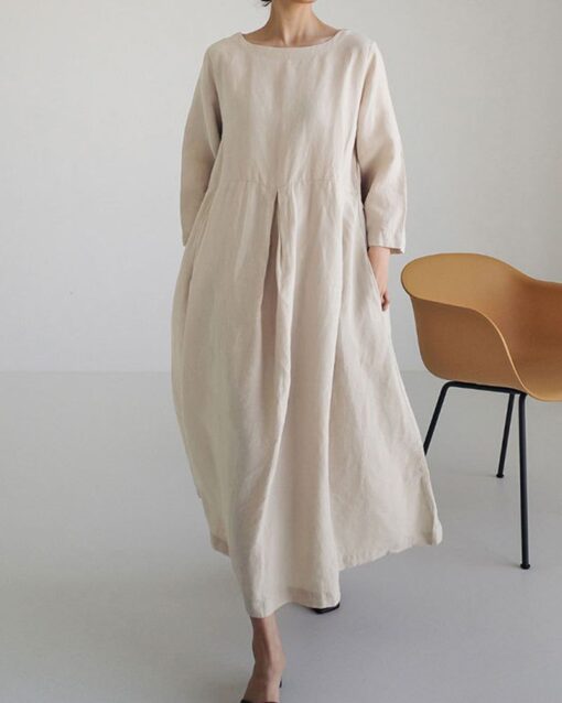 Dress Loose Casual Baggy Oversized Long Sleeve Midi Dress - Image 2