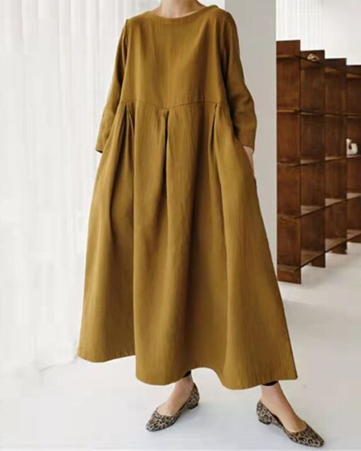 Dress Loose Casual Baggy Oversized Long Sleeve Midi Dress - Image 9