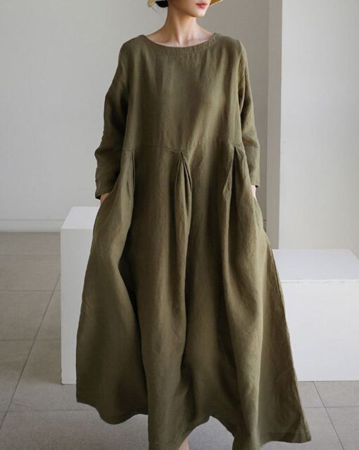 Dress Loose Casual Baggy Oversized Long Sleeve Midi Dress - Image 7