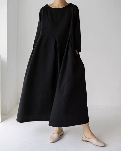 Dress Loose Casual Baggy Oversized Long Sleeve Midi Dress - Image 8