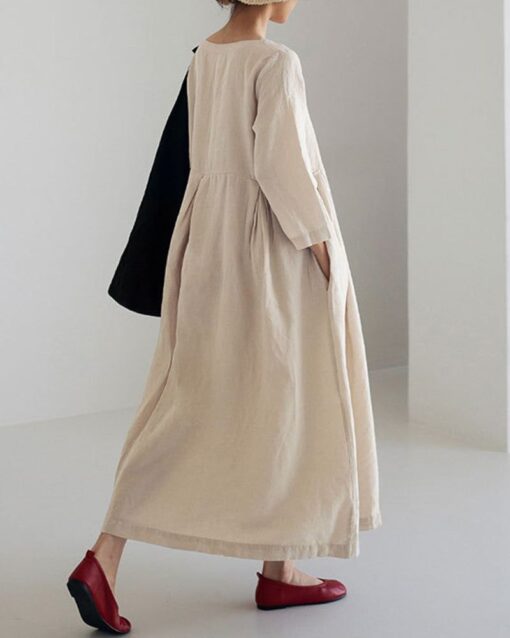 Dress Loose Casual Baggy Oversized Long Sleeve Midi Dress - Image 4