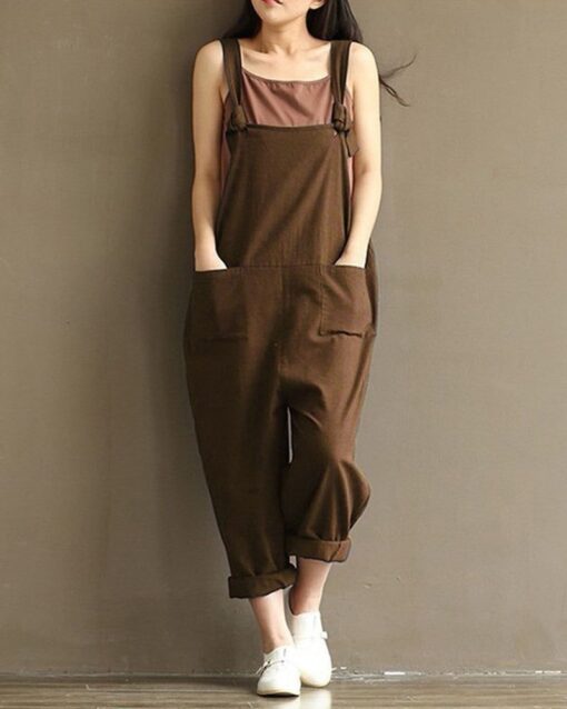 Dungarees Loose Jumpsuit with Straps Overalls Long Baggy Summer Trousers Romper - Image 12