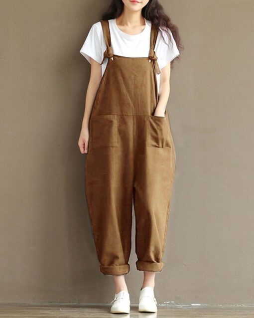 Dungarees Loose Jumpsuit with Straps Overalls Long Baggy Summer Trousers Romper - Image 10