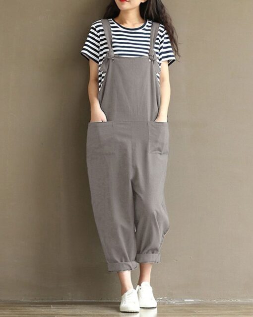 Dungarees Loose Jumpsuit with Straps Overalls Long Baggy Summer Trousers Romper - Image 7