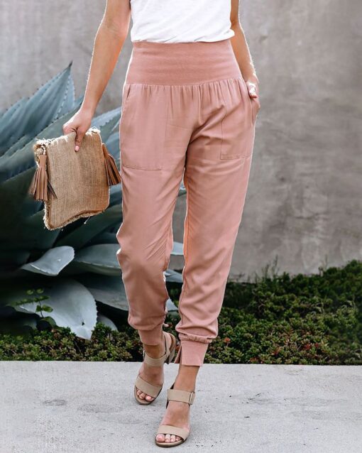 Elastic Waist Sweatpants Soft Lightweight Jogging Pants with Pockets - Image 3