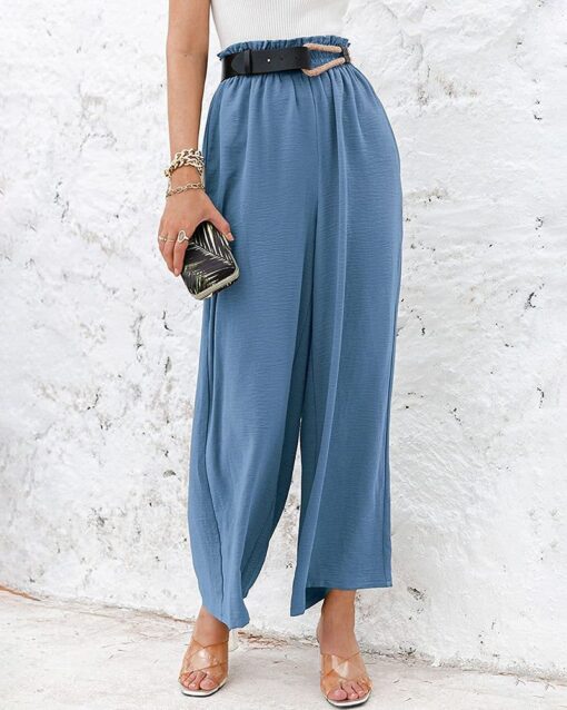 High Waisted Straight Leg Pants Wide Leg Casual Relaxed Fit Lounge Sweatpants - Image 2