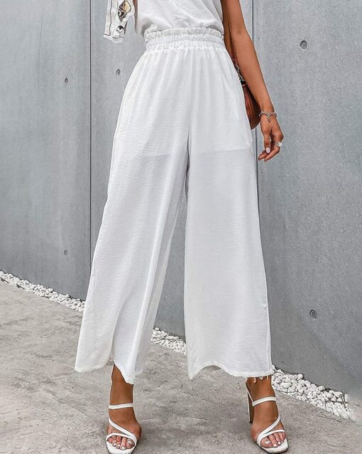 High Waisted Straight Leg Pants Wide Leg Casual Relaxed Fit Lounge Sweatpants - Image 3