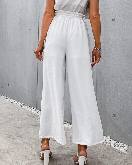 High Waisted Straight Leg Pants Wide Leg Casual Relaxed Fit Lounge Sweatpants - Image 4