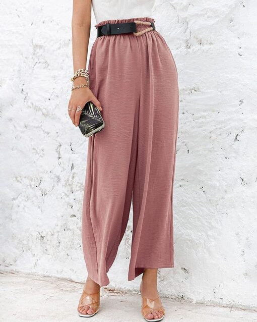 High Waisted Straight Leg Pants Wide Leg Casual Relaxed Fit Lounge Sweatpants - Image 8