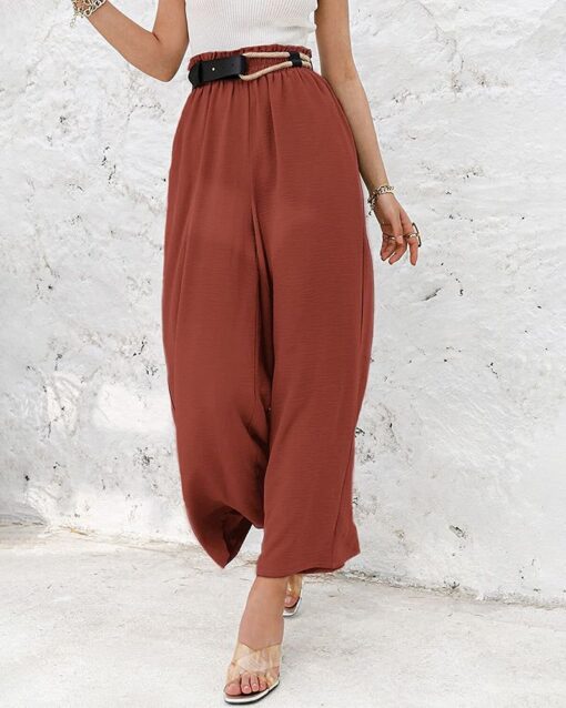 High Waisted Straight Leg Pants Wide Leg Casual Relaxed Fit Lounge Sweatpants - Image 26