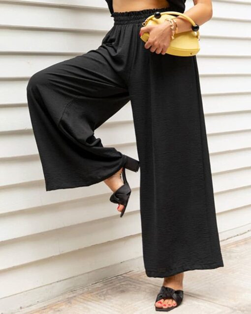 High Waisted Straight Leg Pants Wide Leg Casual Relaxed Fit Lounge Sweatpants - Image 30