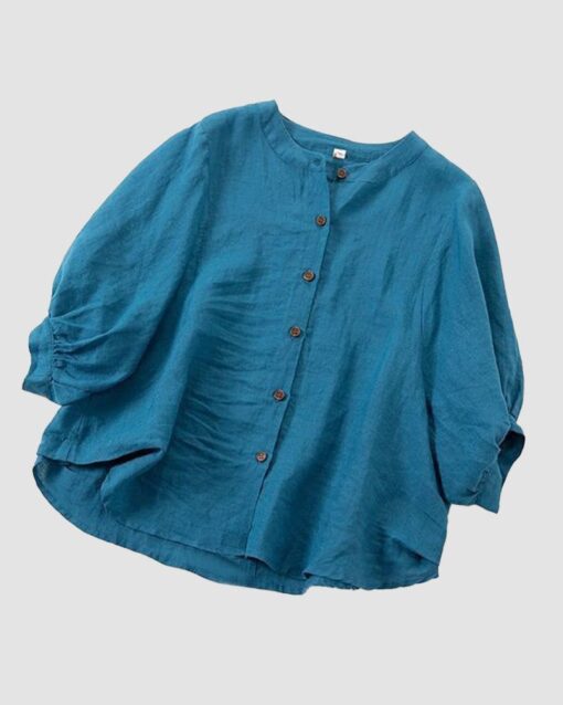 Lantern Sleeve Retro Loose Mid-sleeve Plus Size Shirt - Image 4