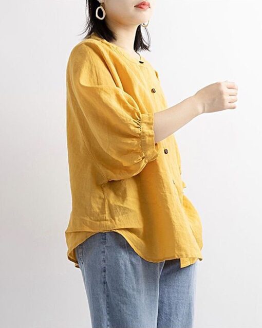 Lantern Sleeve Retro Loose Mid-sleeve Plus Size Shirt - Image 7