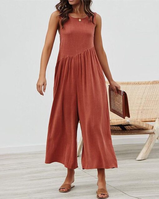 Loose Fit Overalls Backless Rompers Long Romper with Pockets Off Shoulder Jumpsuit - Image 4