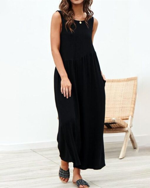 Loose Fit Overalls Backless Rompers Long Romper with Pockets Off Shoulder Jumpsuit - Image 11