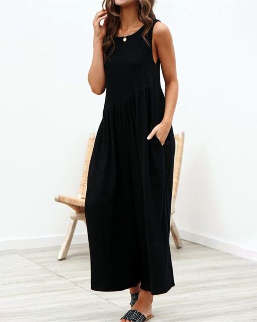 Loose Fit Overalls Backless Rompers Long Romper with Pockets Off Shoulder Jumpsuit - Image 13