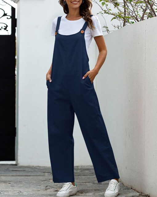 Loose Solid Color Jumpsuit Overalls with Overalls - Image 13