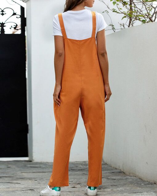 Loose Solid Color Jumpsuit Overalls with Overalls - Image 2