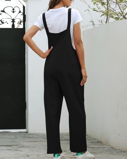 Loose Solid Color Jumpsuit Overalls with Overalls - Image 10