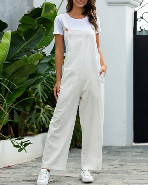 Loose Solid Color Jumpsuit Overalls with Overalls - Image 16