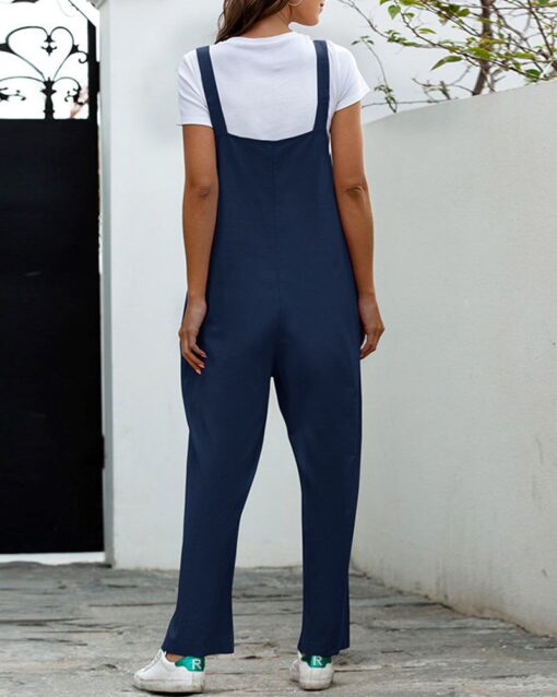 Loose Solid Color Jumpsuit Overalls with Overalls - Image 15