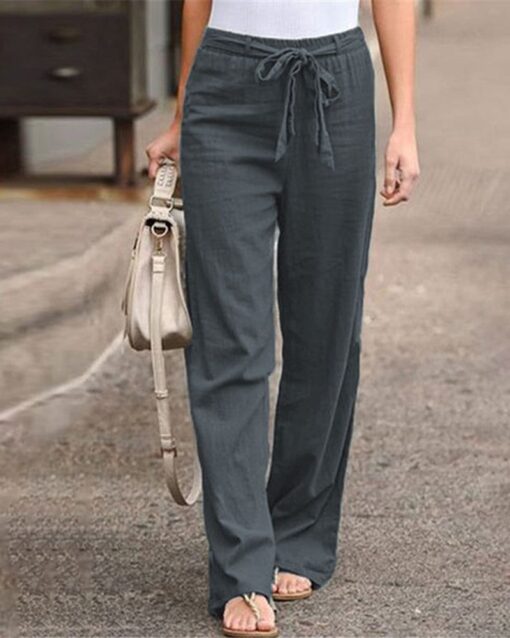 Pants Wide Leg High Waisted Drawstring Baggy Trousers Pants - Image 3