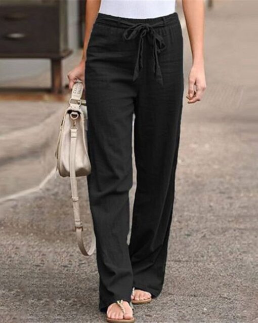 Pants Wide Leg High Waisted Drawstring Baggy Trousers Pants - Image 6