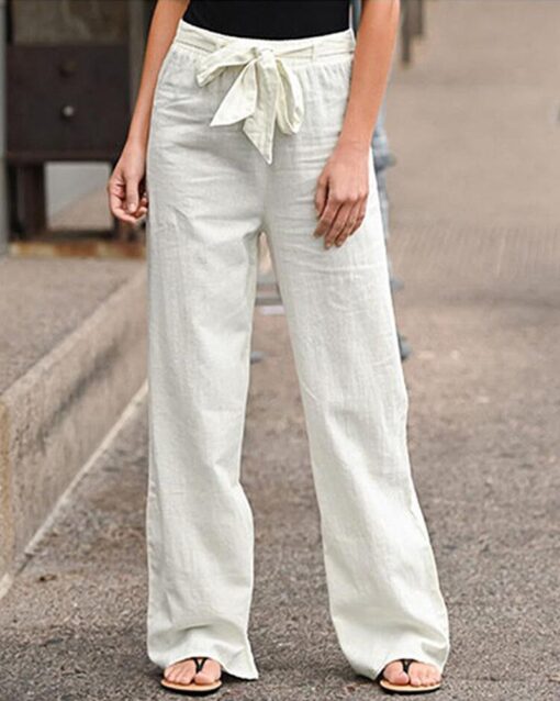 Pants Wide Leg High Waisted Drawstring Baggy Trousers Pants - Image 2