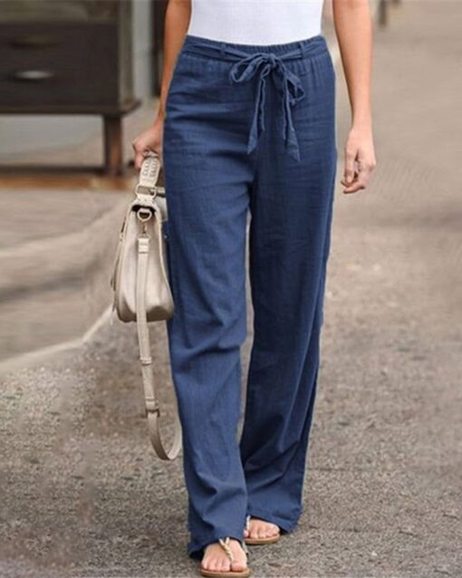 Pants Wide Leg High Waisted Drawstring Baggy Trousers Pants - Image 4