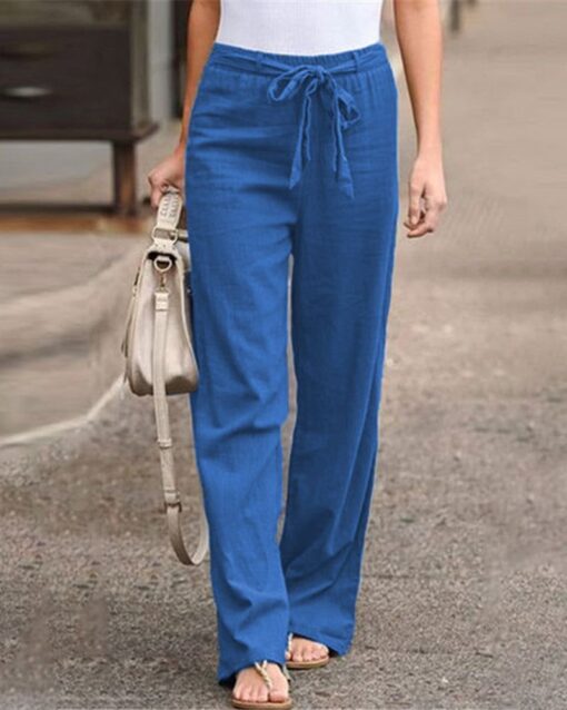 Pants Wide Leg High Waisted Drawstring Baggy Trousers Pants - Image 5