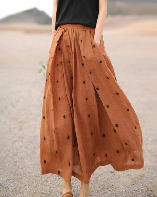 Polka Dot Print Skirt Women's Summer All-Match Midi-Calf Long Skirts