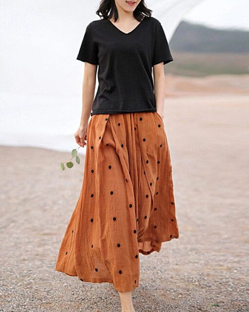 Polka Dot Print Skirt Women's Summer All-Match Midi-Calf Long Skirts - Image 2