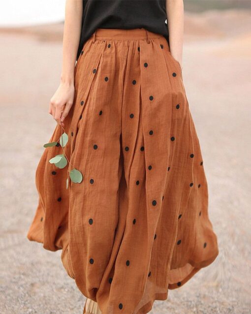 Polka Dot Print Skirt Women's Summer All-Match Midi-Calf Long Skirts - Image 3