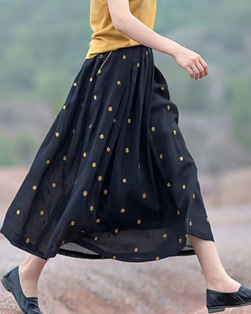 Polka Dot Print Skirt Women's Summer All-Match Midi-Calf Long Skirts - Image 5