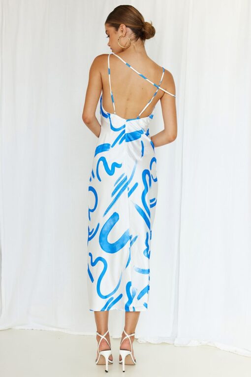 Printed Slit Slip Midi Dresses - Image 12