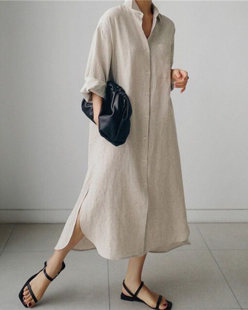 Shirt Dress Lightweight Button Maxi Dress