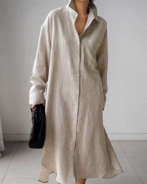 Shirt Dress Lightweight Button Maxi Dress - Image 3