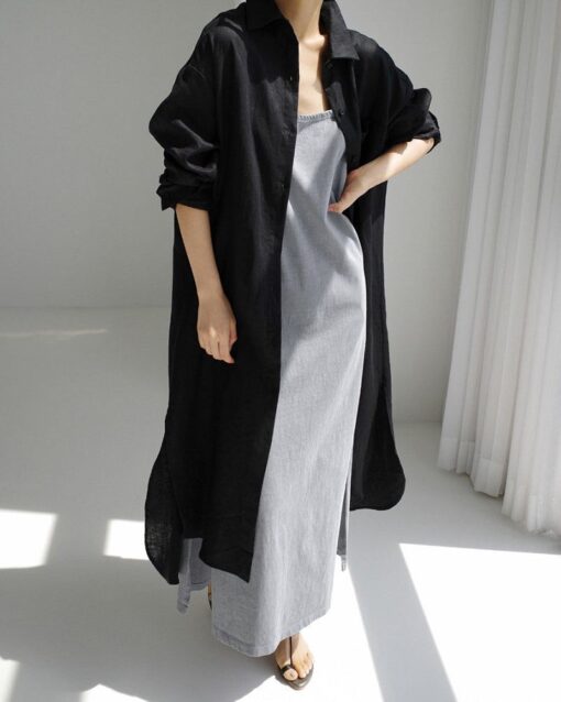 Shirt Dress Lightweight Button Maxi Dress - Image 5