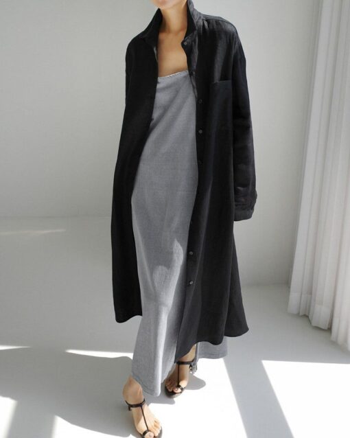 Shirt Dress Lightweight Button Maxi Dress - Image 6