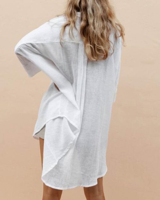 Shirts Casual Button Down Tunics Tops Beach Swimsuit Coverups - Image 3