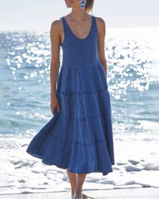 Sleeveless Long Dress Ladies Holiday Sundress - Image 3